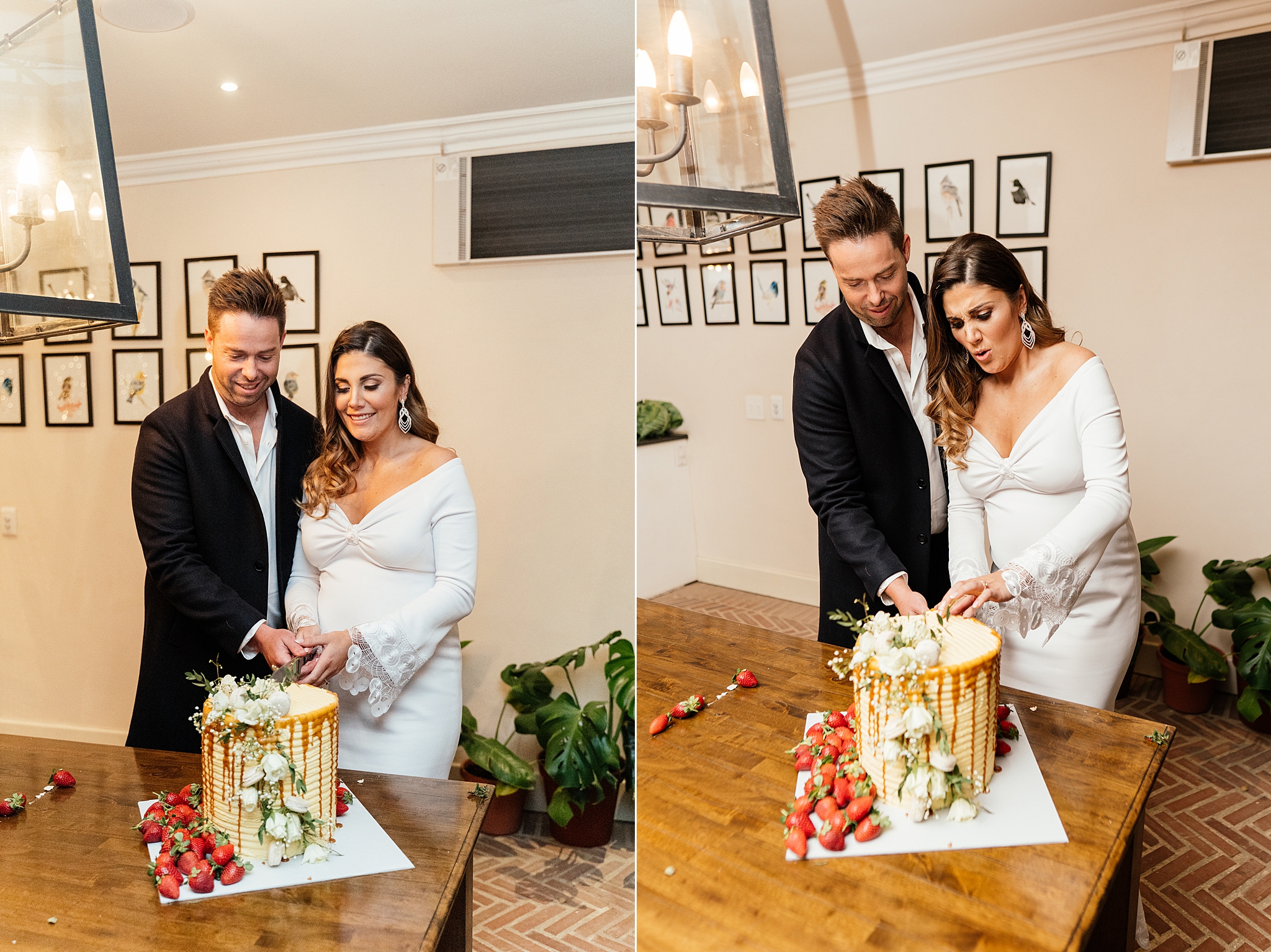 Intimate Wedding Houghton cutting the cake